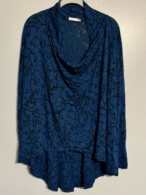 Chalet et Ceci Cowl Neck Burnout Flowy Top, Size XL